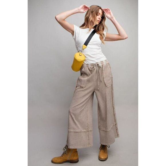 Easel Let's Chill Comfy Wide Leg Pants in Mushroom EB40797 - Picture 3 of 5